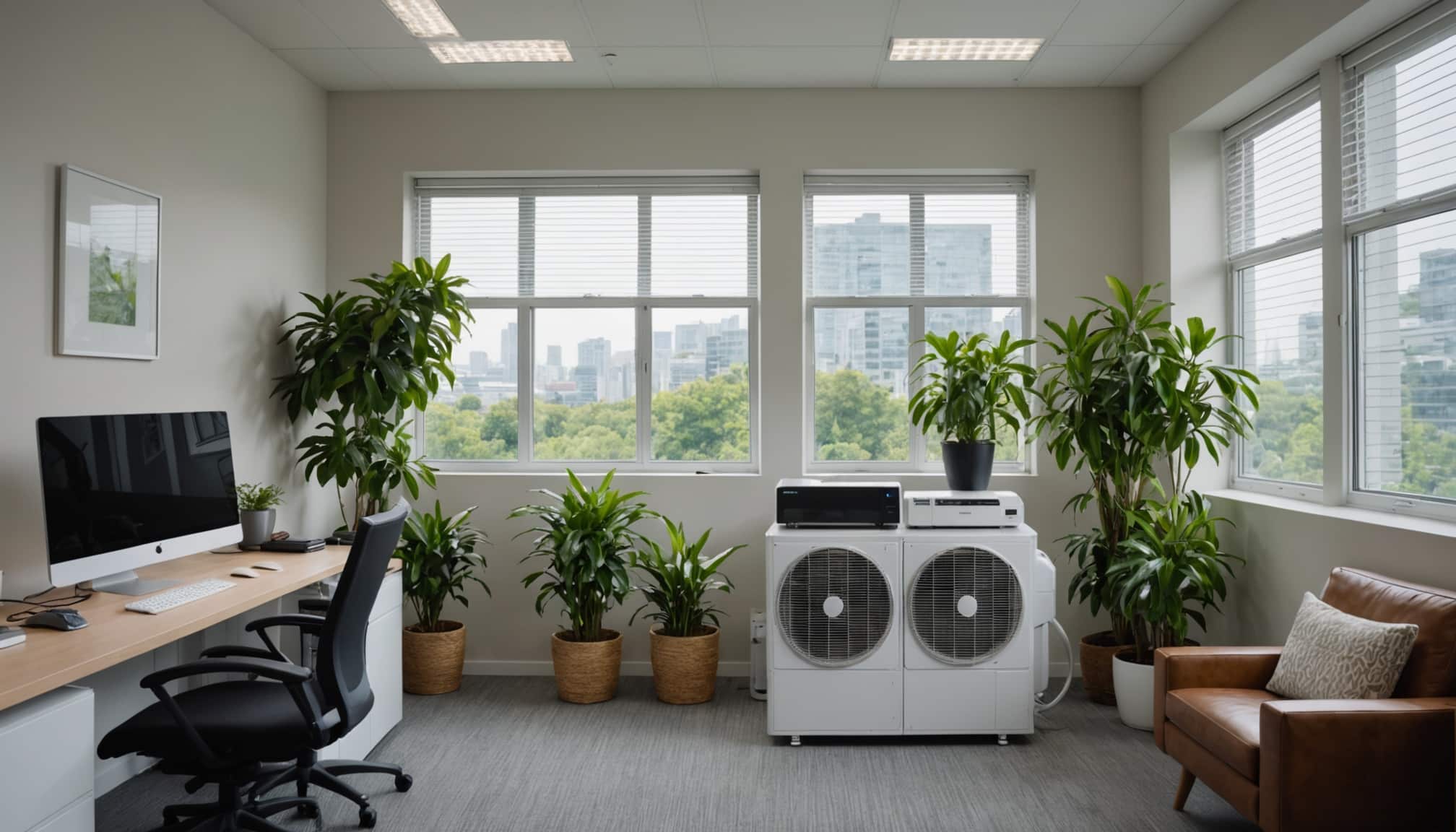 Climatisation multi-split installée dans une maison  
Système de climatisation moderne dans un intérieur lumineux
