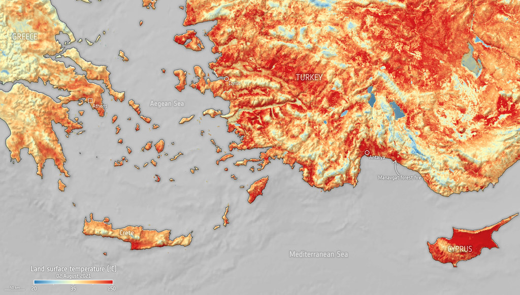 wildfire smoke mediterranean town