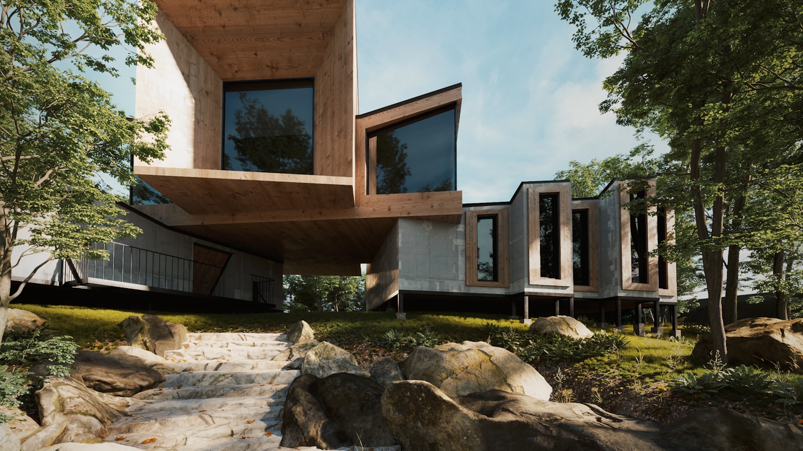 Maison neuve en construction avec réseau aéraulique