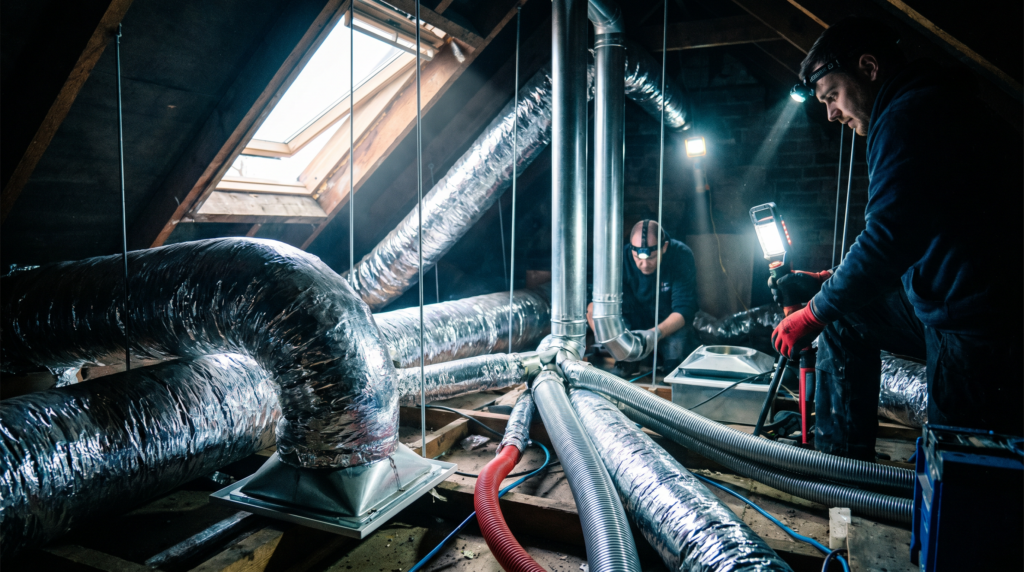 installation climatisation gainable passage des gaines combles