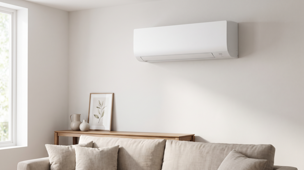 climatiseur split mural moderne dans un salon contemporain