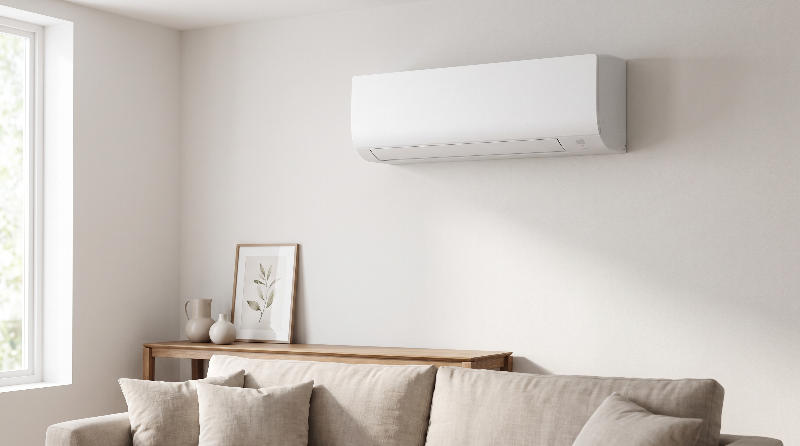 climatiseur split mural moderne dans un salon contemporain